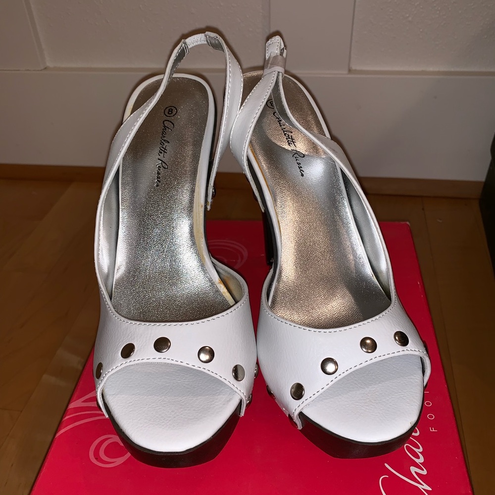White studded Charlotte Russe sandals size 8